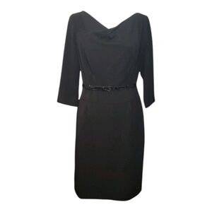 Tahari Arthur S Levine Black 3/4 Sleeve Dress With Belt Women’s Size 12